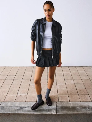 Bershka Spódnica Mini Z Kontrafałdami Kobieta Szary