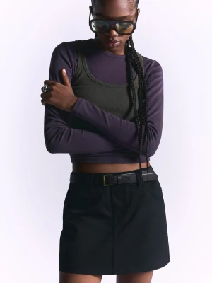 Bershka Spódnica Mini Z Paskiem Kobieta Czarny