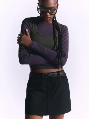 Bershka Spódnica Mini Z Paskiem Kobieta Czarny