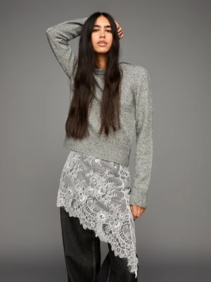 Bershka Spódnica Typu Pareo Z Koronką Kobieta Biały