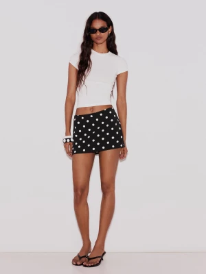Bershka Spódnicospodenki Mini Z Klamrą Kobieta Biały / Czarny