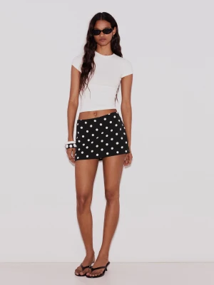 Bershka Spódnicospodenki Mini Z Klamrą Kobieta Biały / Czarny