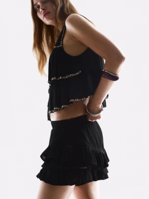 Bershka Spódnicospodenki W Stylu Boho Z Fakturą Kobieta Czarny