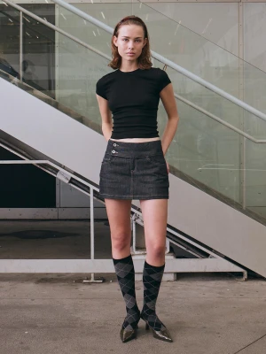 Bershka Spódnicospodnie Jeansowe Kobieta Granatowy