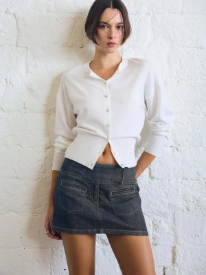 Bershka Spódnicospodnie Jeansowe Z Wysokim Stanem Kobieta Granatowy