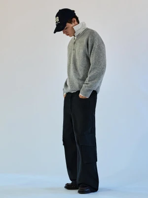 Bershka Spodnie Baggy Cargo Mężczyzna Granatowy