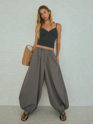 Bershka Spodnie Bloomer Z Popeliny Kobieta Khaki