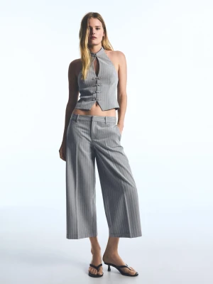 Bershka Spodnie Capri O Prostym Kroju Kobieta Szary