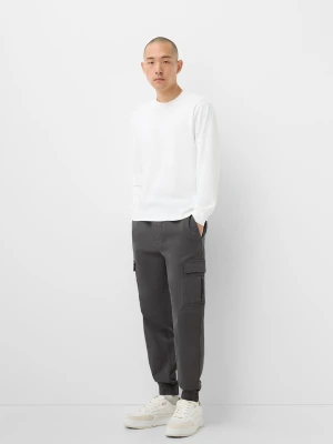 Bershka Spodnie Jogger Cargo Mężczyzna Ciemnoszary