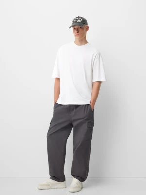Bershka Spodnie Jogger Cargo Mężczyzna Ciemnoszary