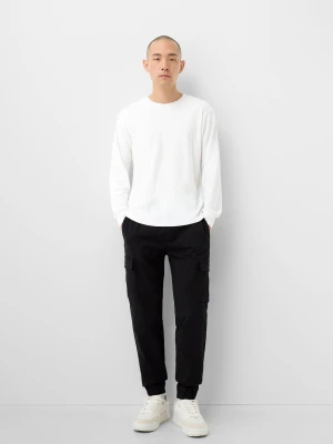 Bershka Spodnie Jogger Cargo Mężczyzna Czarny