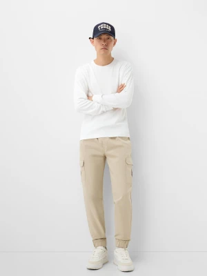 Bershka Spodnie Jogger Cargo Mężczyzna Piaskowy