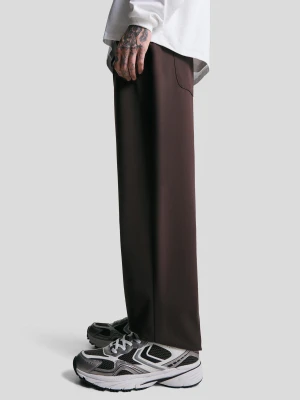 Bershka Spodnie Jogger O Kroju Straight Tailoring Mężczyzna Brązowy