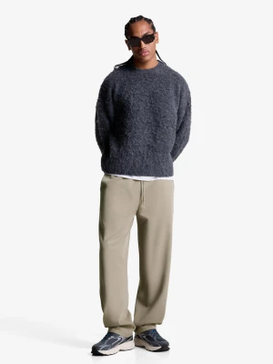 Bershka Spodnie Jogger O Kroju Straight Tailoring Mężczyzna Ciemnobeżowy