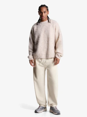 Bershka Spodnie Jogger O Kroju Straight Tailoring Mężczyzna Kremowy