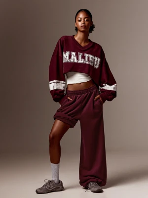 Bershka Spodnie Dresowe Jogger Dancer Kobieta Rubinowy
