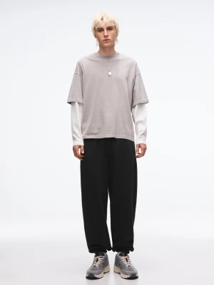 Bershka Spodnie Jogger Z Dzianiny Dresowej Mężczyzna Czarny
