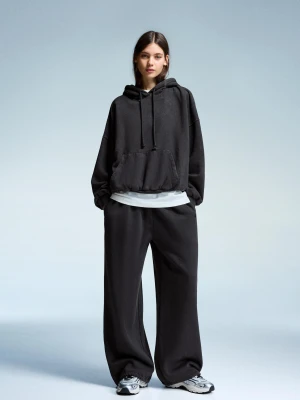 Bershka Spodnie Jogger Z Dzianiny Dresowej Ze Stoperami Kobieta Ciemnoszary