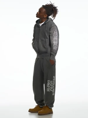 Bershka Spodnie Jogger Z Efektem Prania Aries X Bershka Mężczyzna Szary