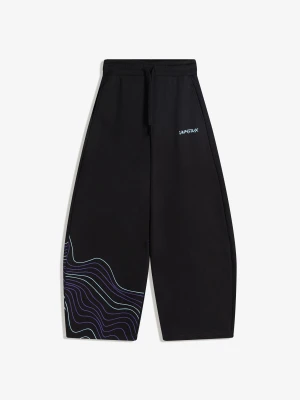 Bershka Spodnie Kpop Demon Hunters Huntr/X Z Dzianiny Dresowej O Kroju Barrel Z Nadrukiem Mężczyzna Czarny