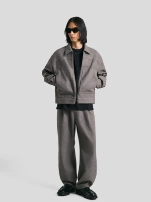 Bershka Spodnie O Kroju Balloon Z Flaneli Mężczyzna Ciemnoszary