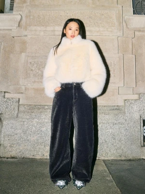 Bershka Spodnie O Kroju Barrel Kobieta Ciemnoniebieski