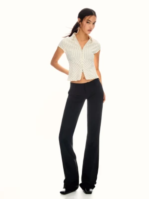 Bershka Spodnie O Kroju Bootcut Z Niskim Stanem Kobieta Czarny