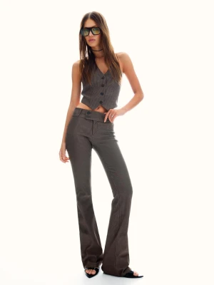 Bershka Spodnie O Kroju Flare Z Bengalinu Kobieta Brązowy