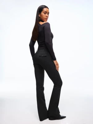 Bershka Spodnie O Kroju Flare Z Bengalinu Kobieta Czarny