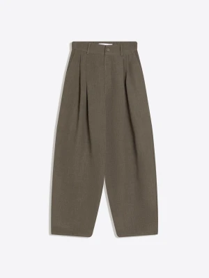 Bershka Spodnie O Kroju Super Baggy Tailoring Mężczyzna Khaki