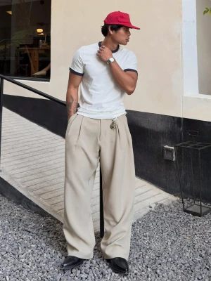 Bershka Spodnie O Kroju Super Baggy Tailoring Mężczyzna Popielaty