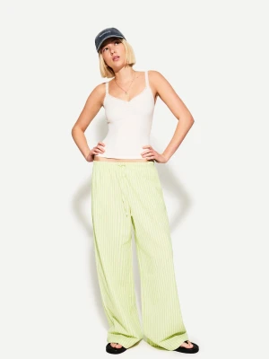 Bershka Spodnie O Kroju Wide Leg Kobieta Cytrynowy