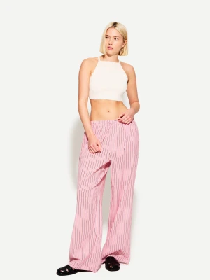 Bershka Spodnie O Kroju Wide Leg Kobieta Różowy