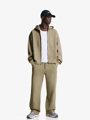 Bershka Spodnie Piqué Z Efektem Prania Mężczyzna Popielaty