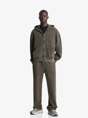 Bershka Spodnie Piqué Z Efektem Prania Mężczyzna Szary