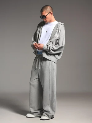 Bershka Spodnie Super Baggy Mężczyzna Popielaty