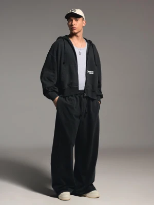 Bershka Spodnie Super Baggy Mężczyzna Szary