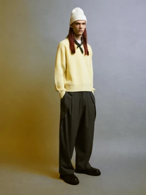 Bershka Spodnie Super Baggy W Prążki Mężczyzna Szary