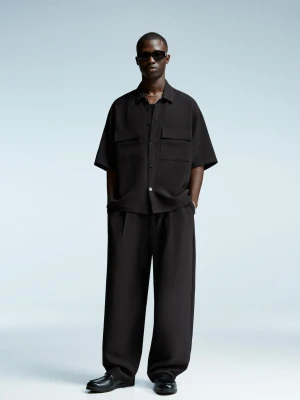 Bershka Spodnie Superbaggy Tailoring Mężczyzna Czarny