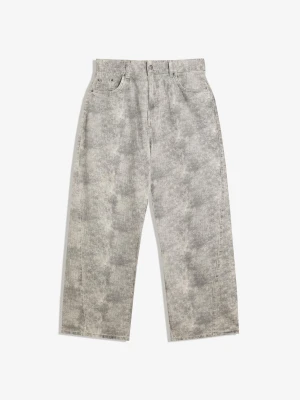 Bershka Spodnie Superbaggy Z Nadrukiem Mężczyzna Kremowy