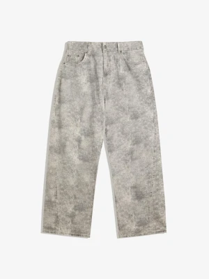Bershka Spodnie Superbaggy Z Nadrukiem Mężczyzna Kremowy