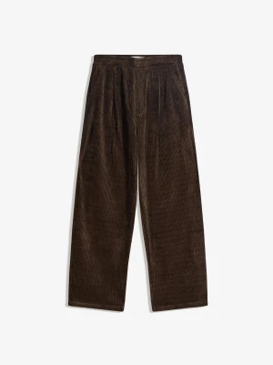 Bershka Spodnie Szenilowe O Kroju Super Baggy Mężczyzna Brązowy