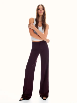 Bershka Spodnie Wide Leg Kobieta Bordowy