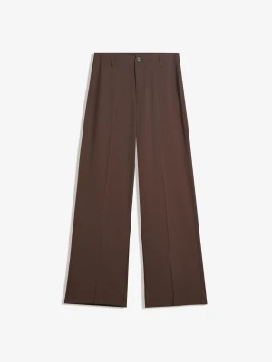 Bershka Spodnie Wide Leg Kobieta Brązowy