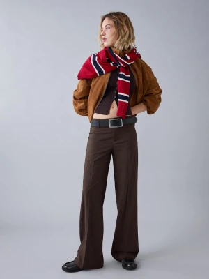 Bershka Spodnie Wide Leg Kobieta Brązowy