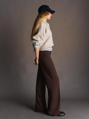 Bershka Spodnie Wide Leg Kobieta Brązowy