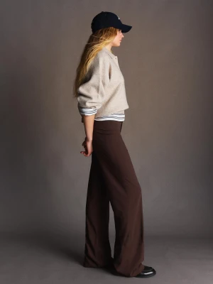 Bershka Spodnie Wide Leg Kobieta Brązowy