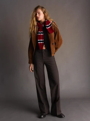 Bershka Spodnie Wide Leg Kobieta Brązowy