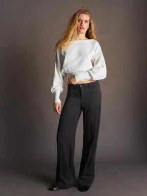 Bershka Spodnie Wide Leg Kobieta Ciemnoszary