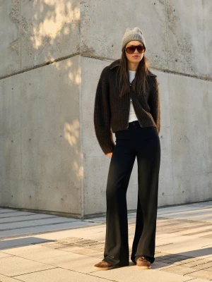 Bershka Spodnie Wide Leg Kobieta Czarny